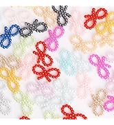 SHANRUN Colorful Bow-Knot Nail Charms - 100 Pcs Cute Kawaii 3D Resin Pearl Nail Gems Acrylic Pear...
