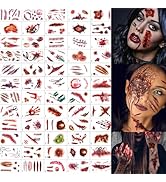 60 PCS Halloween Makeup Face Tattoos Halloween Prank Makeup Scary Fake Tattoos Scar Face Decals P...
