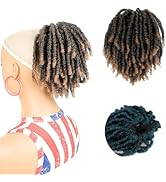 SDZNYQT 8”Dreadlock Drawstring Ponytail Faux locs Ponytail Synthetic Bun Crochet Braids Hairpiece...