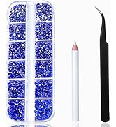Nail Art Rhinestones HUETFAT 2400 Pieces Flat Back Gems Stones Round Crystal Rhinestones Royal Bl...
