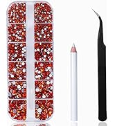 2400 Pieces Flat Back Gems Rhinestones Round Crystal Gems 6 Sizes (1.5-4.8 mm) Nail Jewels Craft ...