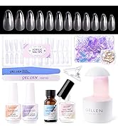 Gellen Gel Tips Nail Extension Kit, Gel x Nail Kit with 240Pcs Almond Nail Tips, 3 in 1 Nail Glue...