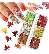 3D Maple Leaves Nail Glitter Sequins Fall Nail Decals Holographic Glitter Design Autumn Maple Lea...