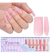 Soft Gel Nail Tips Square - BTArtbox Press On Nails 150 Pcs 2 in 1 Colored X-coat Tips with Tip P...