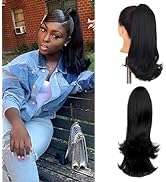 SDZNYQT 18” Claw Clip Ponytail Extension Straight Fake Jaw ponytail Hairpieces Faux Hair Pieces C...