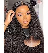 24 Inch Curly Glueless Pre Plucked Pre Cut 7X5 HD Lace Pre Bleached Knots Wigs Human Hair,Wear an...