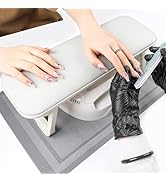 ASTONFOG Big Arm Rest for Nails, Foldable PU Leather Nail Hand Rest for Acrylic Nails, Non-Slip H...