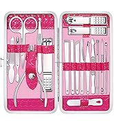 Gift for Women/Men,Nail Care kit Manicure Grooming Set with Travel Case - Yougai 18 Piece Stainle...