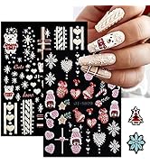 Christmas Stickers for Nails, 5D Embossed Christmas Nail Art Stickers Self Adhesive Snowflake Nai...