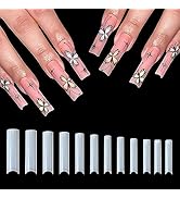 GoLashFun 2XL Tapered Square Nail Tips C Curve Half Cover,120PCS XXL Straight Tapered Square Pres...