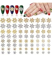 72 Pcs Christmas Snowflake Nail Charms, Kalolary 3D Glitters Nail Rhinestones with Gem Crystals J...