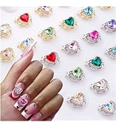 22 Pcs Valentine's Day Nail Charms - SHANRUN Heart Nail Gems Nail Art Supplies Silver Red Rhinest...