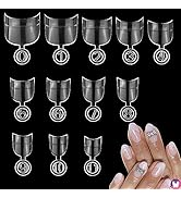 GoLashFun 240PCS Short Oval Half Cover False Nail Tips,Natural Oval Acrylic Short Length Gel Nail...