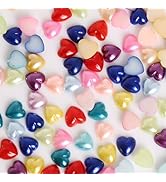 SHANRUN Colorful Heart Nail Charms - 100 Pcs/0.31 in Cute Kawaii 3D Resin Pearl Nail Gems Acrylic...