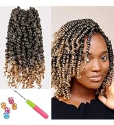 Passion Twist Crochet Hair 10 Inch 3 Packs Pre Looped Crochet twist Hair For Women Short Curly Cr...
