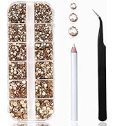 2400 Pieces Flat Back Rhinestones Round Crystal Gems 6 Sizes (1.5-4.8 mm) Nail Jewels Craft Glass...