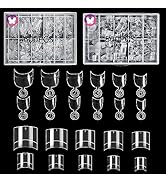 GoLashFun 1100PCS Short Half Cover False Nail Tips for Acrylic Nails Sets-600PCS Short Oval & 500...