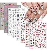 Halloween Nail Art Stickers Halloween Nail Sticker Decals 3D Self Adhesive Skull Pumpkin Ghost Na...
