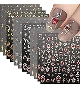 SPLOCUDU 12 Sheets Star Nail Stickers for Nail Art 3D Self-Adhesive Nail Art Stickers Gold Silver...