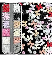 3D Color Bow Nail Charms Pink White Tiny Blossom Flower Bowknot Nail Charms White Flatback Nail P...