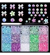 3200 Pcs/Set 5D Nail Charms and Flatback Rhinestones - SHANRUN 15 Palace Grid 5 Colors Aurora Nai...