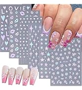 6 Pcs Flowers Nail Stickers Decals - SHANRUN Spring Nail Art Stickers Nail Stickers for Nail Art ...