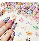 60pcs Hibiscus Flowers Nail Charms 3D Nail Art Charms for Nail Cute Floral Nail Jewelry Mixed Col...