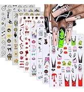 9 Sheets Halloween Nail Art Stickers Decals Self-Adhesive Cute Ghost Horror Scream Skull Bat Spid...