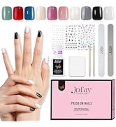 Press On Nails Short Square, Jofay Fashion 240pcs Short Press On Nails Fake Nails Kit, Mixed 10 S...