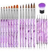 TOROKOM 19 Pcs Nail Art Brushes Acrylic Nail Brush Set for Acrylic Application, UV Gel Nail Polis...