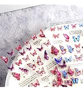 Butterfly Nail Art Stciekrs Decals 5D Self-Adhesive Pegatinas Uñas Nail Decals Pink Butterfly Nai...