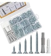 JEGONFRI High Hardness Wood Screws Assortment Kit and Plastic Wall Anchors, 203 pcs 1/2