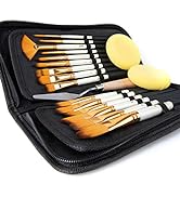 ARTIFY 15 PC Paintbrush Set for Acrylic Oil Watercolor Gouache Painting Includes Pop-Up Carrying ...