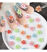 50 Pcs 3D Flowers Charms for Acrylic Nail Colorful Gradient Floral Nail Charms Spring Summer Nail...