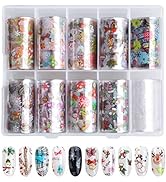 Kalolary 10 Sheets Christmas Nail Foil Transfer Sticker, Nail Foil Winter Snowman Snowflake Chris...