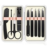 Yougai Tweezers Set,9 Pcs Professional Stainless Steel Nail Clippers and Tweezer Kit for Women an...