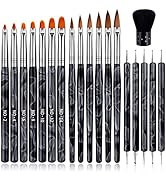 TOROKOM 19Pcs Acrylic Nail Brush Set, Nail Brushes for Nail Art Pen Nail Art Tools for Acrylic Ap...