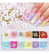 3D Flower Nail Charms and Metal Caviar Beads,Nail Art 3D Acrylic Flowers Nail Charms Nail Design ...