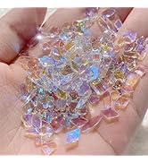 100pcs Aurora Nail Art Rhinestone 3D Multi Shape Mix Crystal Nail Gems Irregular Star Heart Flowe...