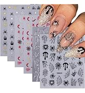 6 Pcs Halloween Nail Stickers Decals - SHANRUN 3D Nail Art Stickers Nail Stickers for Nail Art Sp...