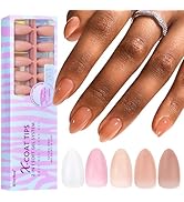 BTArtbox Short Almond Gel Nail Tips - 5 Colors 640pcs Soft Gel Press On Nails Natural XCOATTIPS, ...