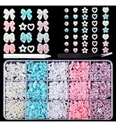 500 Pcs/Set 5D Nail Charms and Flatback Nail Pearls - SHANRUN 15 Palace Grid 10 Colors Aurora Nai...