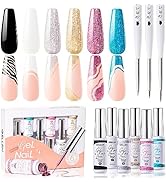 Gellen Liner Gel Nail Polish Glitter Gel Nail Polish Liner Nail Art Gel Nail Polish Set 6 Colors ...