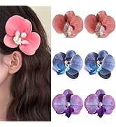 Bohemian Butterfly Orchid Hair Clips, 6 Pcs Fairy Flower Hairpins, Artificial Phalaenopsis Barret...