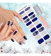 Kalolary Christmas Semi Cured Gel Nail Polish Strips, Christmas Nail Art Polish Sticker Snowflowe...