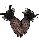 yefiuo Black Mesh Lace Gloves,Fashion Bow Rose Lace Elastic Bracelet for Halloween,Wedding,Tea Pa...