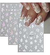 3 Sheet Flowers Nail Stickers for Nail Art Decals YEFIUO Self-Adhesive Nail Art Stickers Charms R...