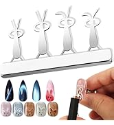 C12rtive Rabbit Cat Eye Nail Magnet Tool,Cat Eye Magnet With 4 Pcs Stainless Steel Bunny Shape Ca...