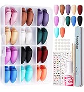 Teenitor Almond Press On Nails, 12 Color Press On Nails Almond, 288Pcs Matte Press On Almond Nail...