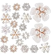 CustomyLife 20 Pcs Rhinestone Pearl Buttons Faux Pearl Flower Charm Embellishments Flat Back Allo...